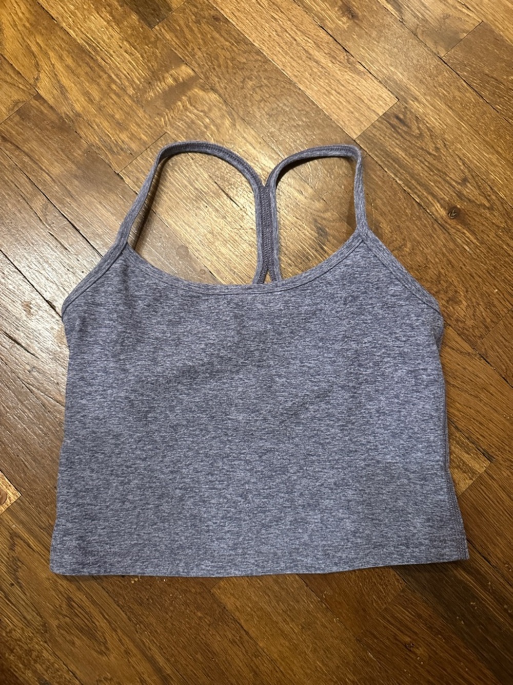 Beyond Yoga Heathered Purple Spacedye Slim Racerback Cropped Tank